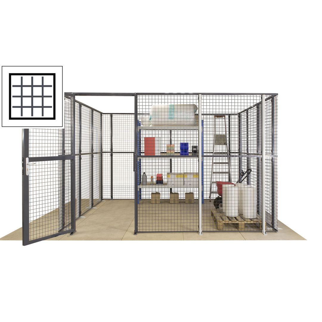 Maschinen Schutzgitter - Hallentrennwand - Sicherheitszaun - Tür - 72 m - 2.200 x 21.400 x 15.400 mm (HxBxT) - enzianblau