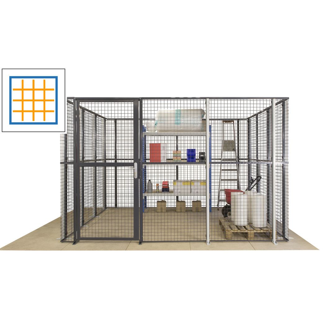 Maschinen Schutzgitter - Hallentrennwand - Sicherheitszaun - Tür - 108 m - 2.200 x 33.400 x 21.400 mm (HxBxT) - enzianblau