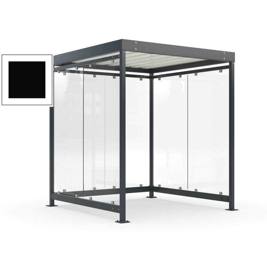 Raucherunterstand, Bushaltestelle, Bausatz, 6-7 Personen, 6 Wände, 2.510 x 2.165 x 2.165 mm (HxBxT), Achatgrau