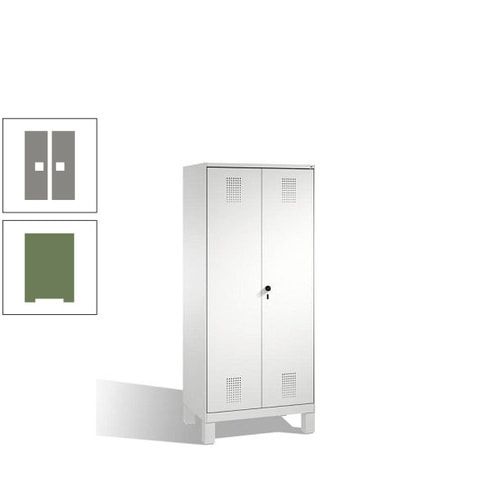 Doppel-Spind, Doppeltüren, Garderobenschrank mit Füßen, 2 Abteile a 400 mm, Korpus anthrazitgrau, Tür anthrazitgrau, 1.850 x 800 x 500 mm (HxBxT)