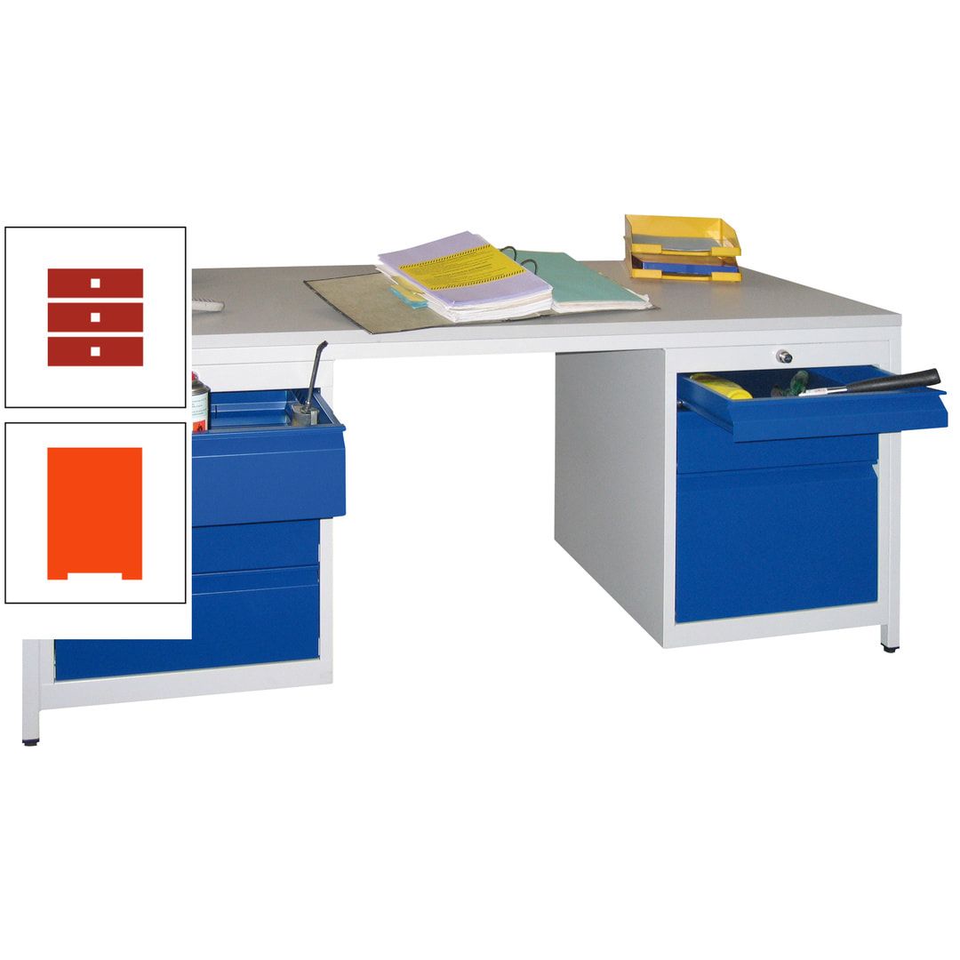 Meisterschreibtisch - 6 Schubladen, 75 / 125 / 150 / 175 / 300 mm - 720 x 1.700 x 800 mm (HxBxT) - anthrazitgrau