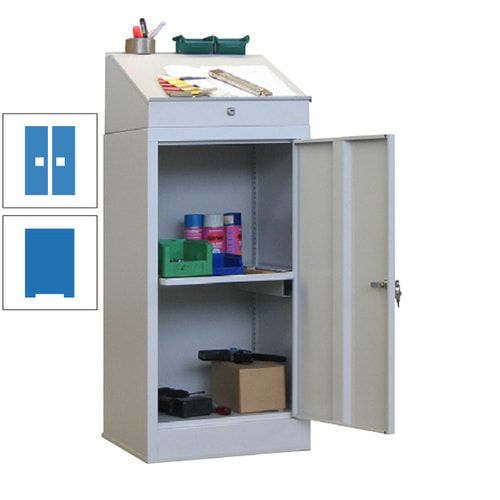 Stehpult mit Schrank - Vollblechtür - Zylinderschloss - 1 Ausziehboden - 1.270x500x500 mm (HxBxT) - anthrazitgrau