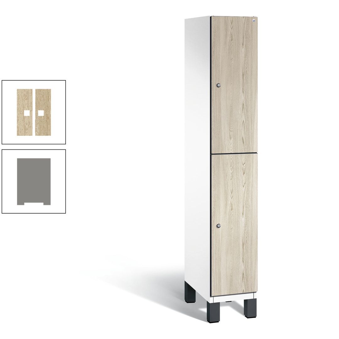 Fächerschrank, Garderobenschrank, mit Füßen, 1 Abteile, 1.980 x 300 x 525 mm (HxBxT), Korpus anthrazitgrau, Tür Donau-Ahorn