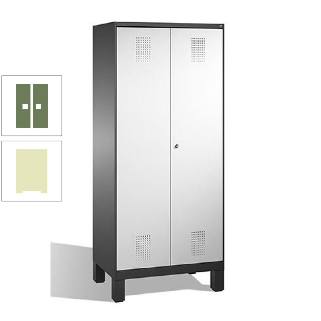 Mehrzweckschrank, Doppeltüren, auf Füßen, 2 Abteile a 400 mm, Korpus anthrazitgrau, Tür anthrazitgrau, 1.850 x 800 x 500 mm (HxBxT)
