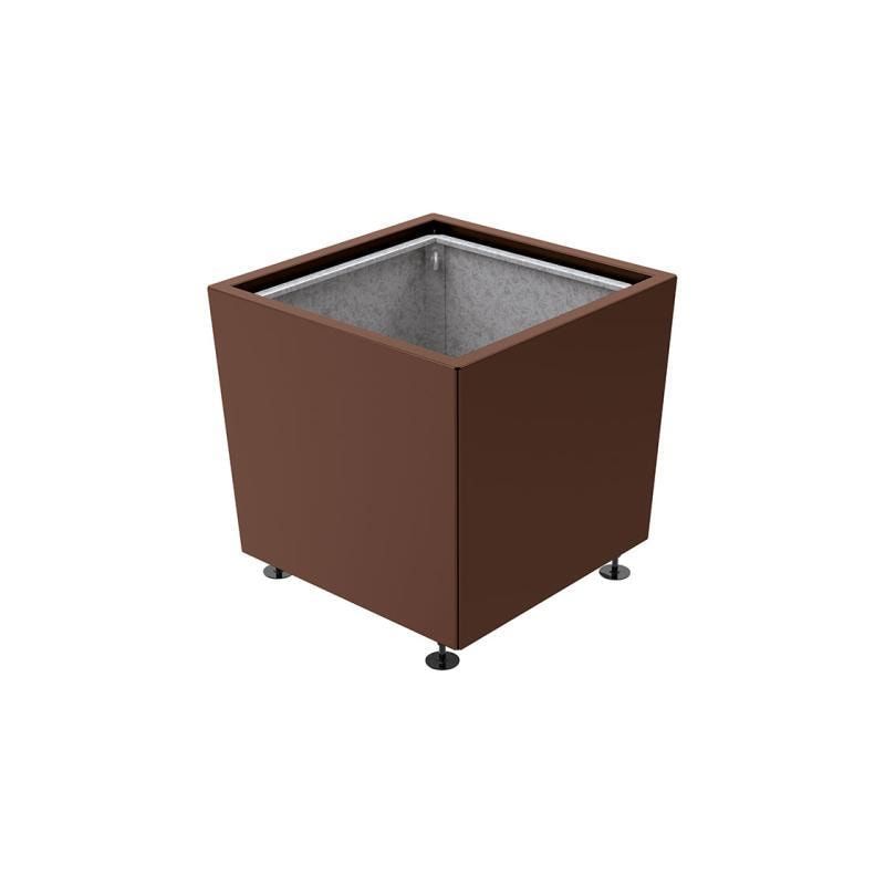 Pflanzkübel, 2 mm Stahlblech fvz, innen Blech feuerverzinkt mit Verladungsgriffen, verstellbare Füße, 760 x 785 x 785 mm (HxBxT), enzianblau