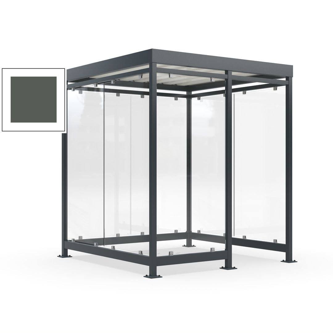 Raucherunterstand, Bushaltestelle, 7 Wände, 6-7 Personen, 2.510 x 2.165 x 2.165 mm (HxBxT), Farbe Achatgrau