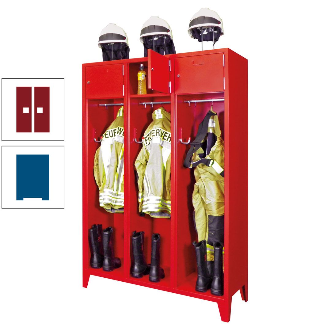 Feuerwehrschrank - 2 Abteile - Ablagefach mit Tür, Etikettenrahmen - 2.100 x 830 x 500 mm (HxBxT) - anthrazitgrau