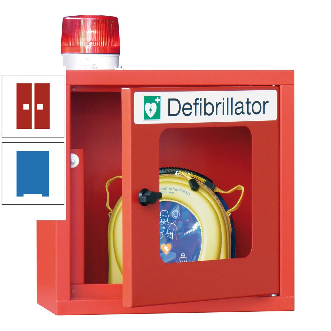 Defibrillatorenschrank mit akustischem und optischem Alarm - 490 x 400 x 200 mm (HxBxT) - Sichtfenster - anthrazitgrau