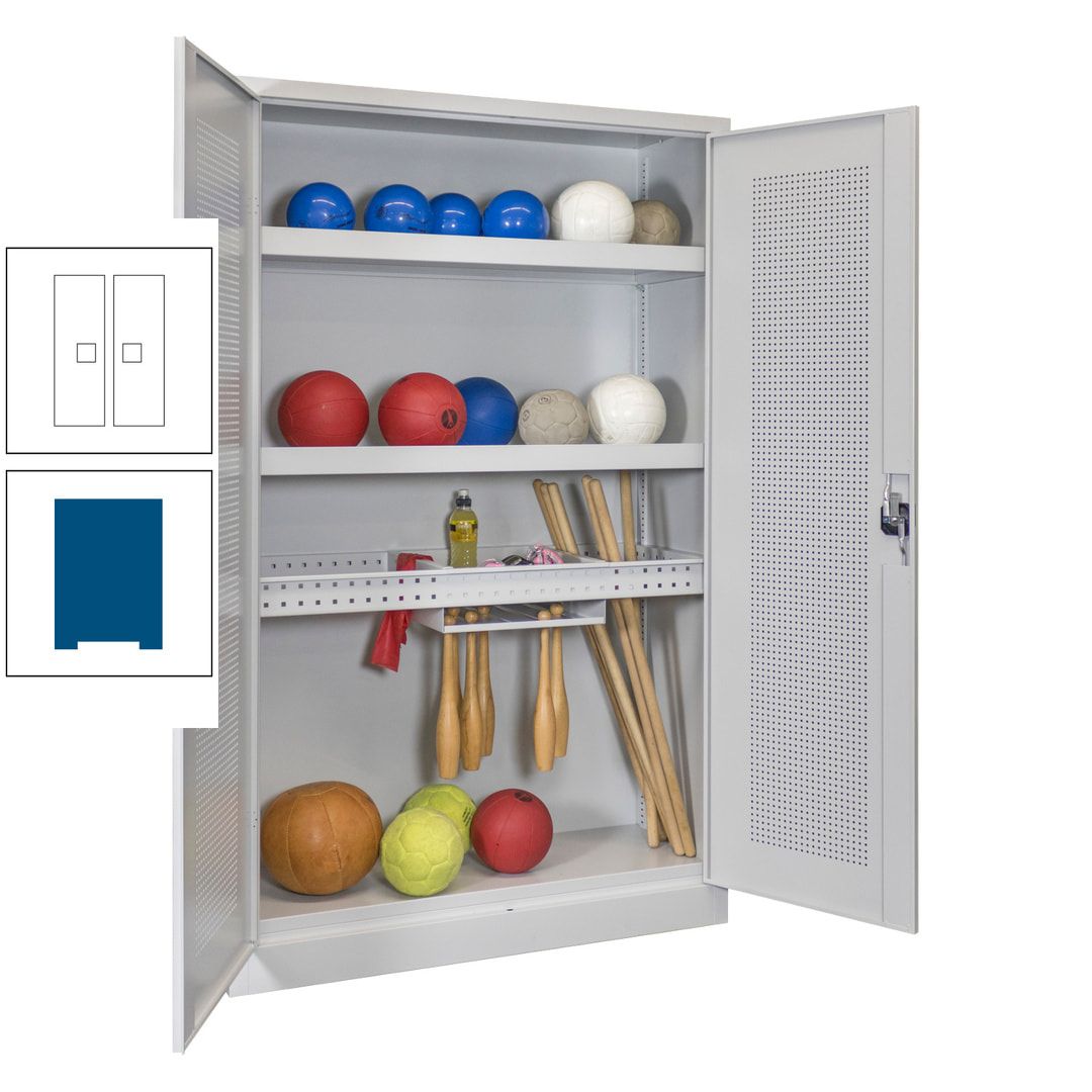 Sportschrank - Lochfeldtüren - Variante 2 - 1.950x1.200x500 mm (HxBxT) - anthrazitgrau