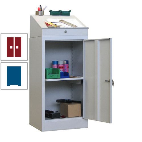 Stehpult mit Schrank - Vollblechtür - Zylinderschloss - 1 Ausziehboden - 1.270x500x500 mm (HxBxT) - anthrazitgrau