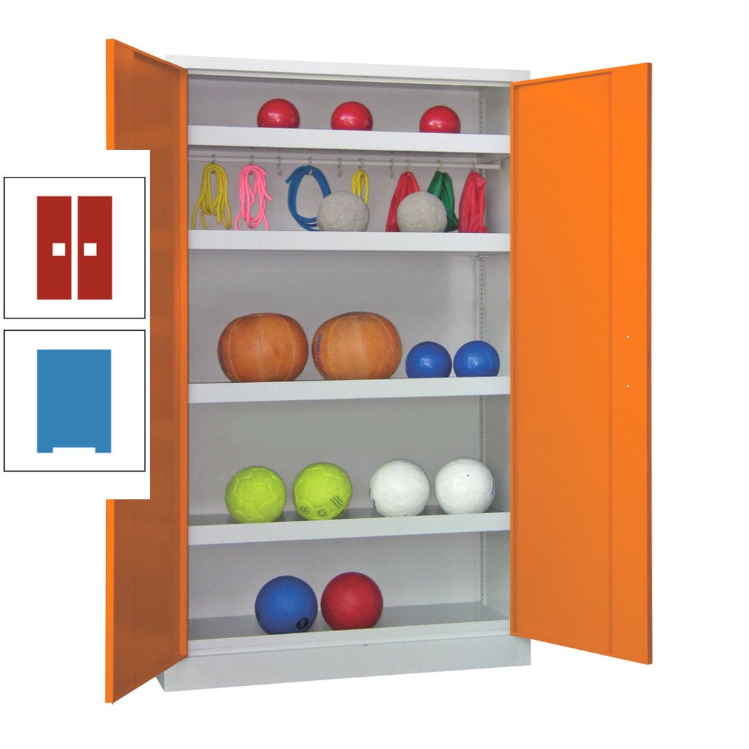 Ballschrank - Vollblechtüren - 4 Böden - 1 Hakenleiste - 1.950x1.200x500 mm (HxBxT) - anthrazitgrau