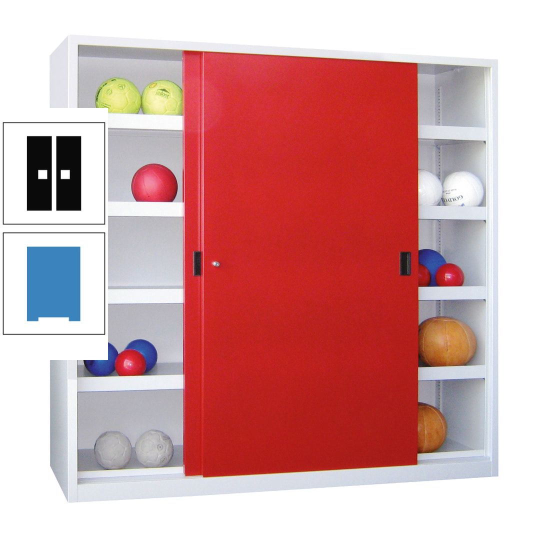Ballschrank - Schiebetüren - Trennwand - 8 Böden - 1.950x1.500x600 mm (HxBxT) - anthrazitgrau