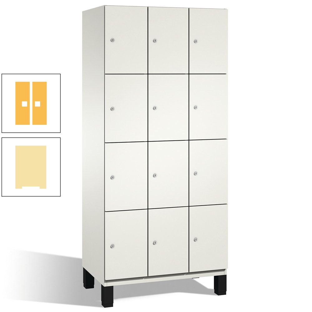Fächerschrank, Stahlschrank, 12 Fächer, Türöffnungsbegrenzer, mit Füßen, Korpus lichtgrau, Tür anthrazitgrau, 1.980 x 900 x 525 mm (HxBxT)