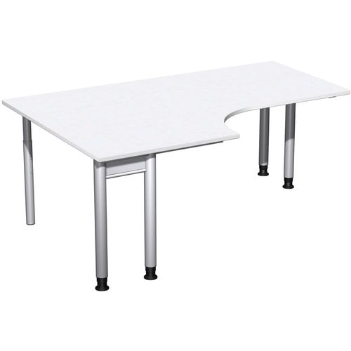 Eckschreibtisch, Eckteil 800 mm, links, Füße einseitig verkürzt, 4-Fuß Pro, höhenverstellbar, 680-800 x 1.600 x 1.200 mm (HxBxT), Dekor Ahorn