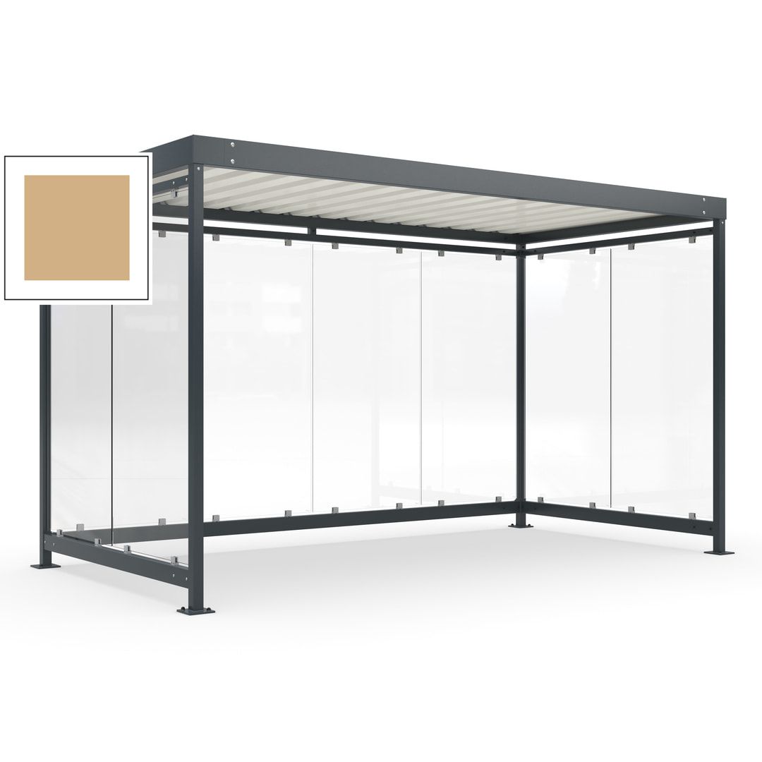 Fahrradunterstand, Fahrgastunterstand, Bushaltestelle, Bausatz, 12-13 Personen, 2.510 x 4.195 x 2.165 mm (HxBxT), 8 Wände, Achatgrau