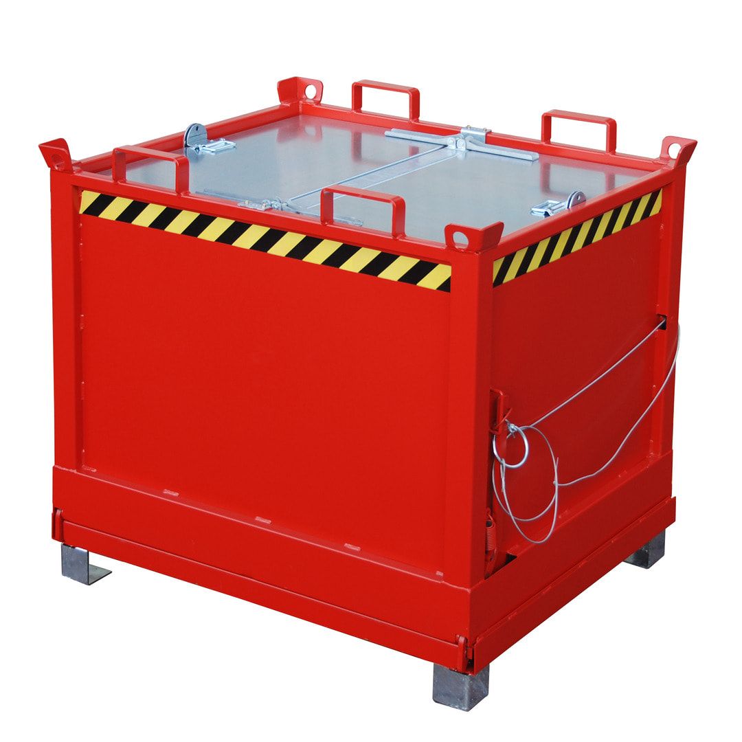 BAUER Klappbodenbehälter - 1.000 l Volumen - 1.250 kg - kranbar - feuerrot