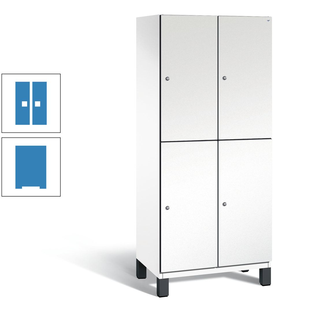 Fächerschrank, Stahlschrank, doppelstöckig, 4 Fächer, Füße, Korpus anthrazitgrau, Tür anthrazitgrau, 1.980 x 800 x 525 mm (HxBxT)