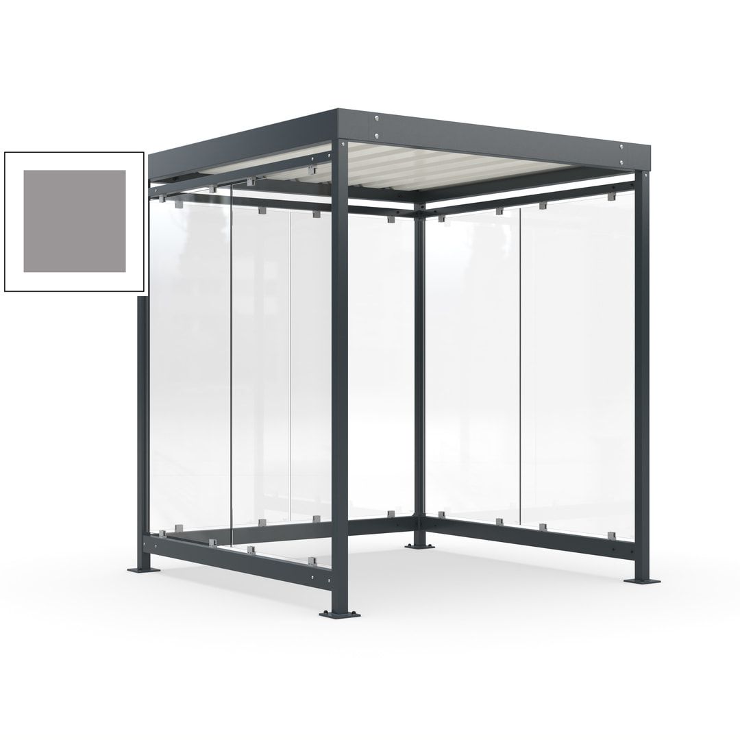 Raucherunterstand, Bushaltestelle, Bausatz, 6-7 Personen, 6 Wände, 2.510 x 2.165 x 2.165 mm (HxBxT), Achatgrau