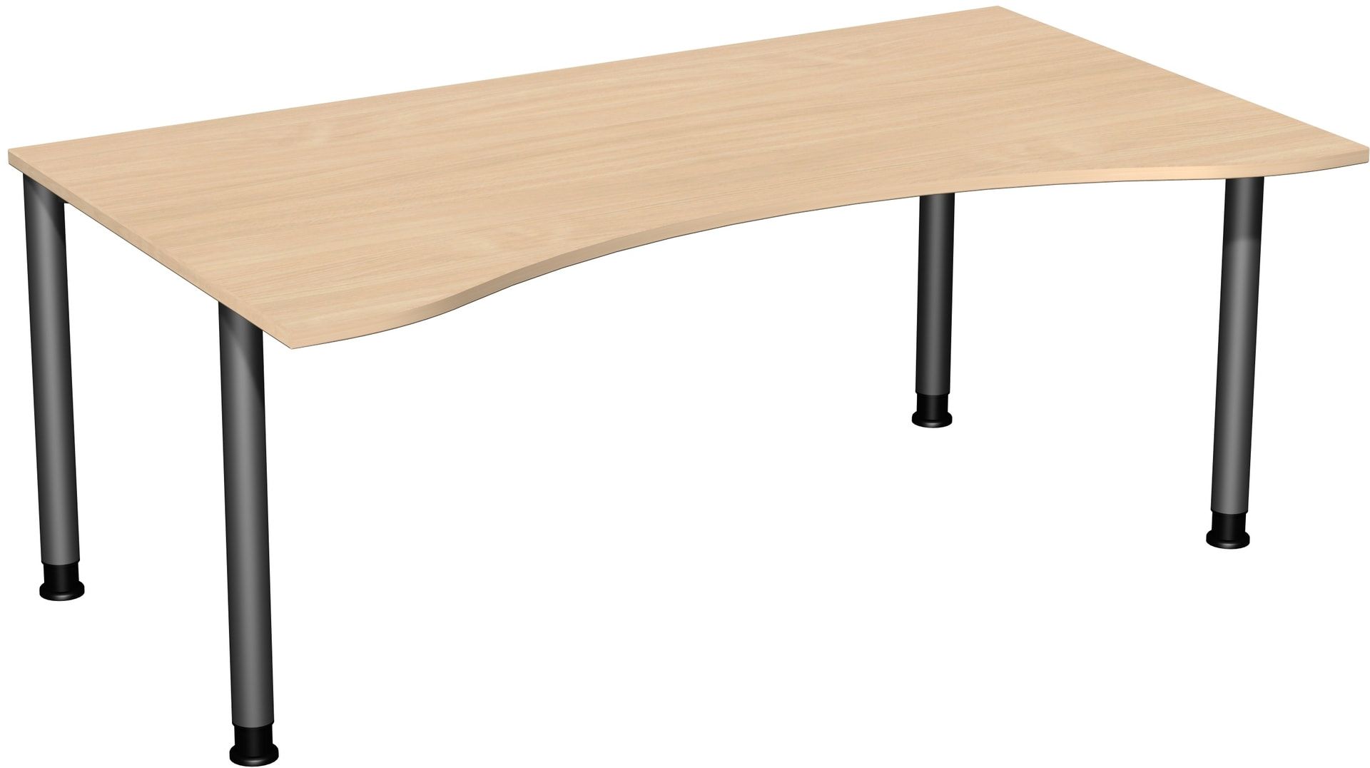 Ergo-Schreibtisch - 4-Fuß Flex - Bürotisch - Höhe 680-800 mm - 1.600 x 1.000 mm (BxT) - Gestell anthrazit - Ahorn
