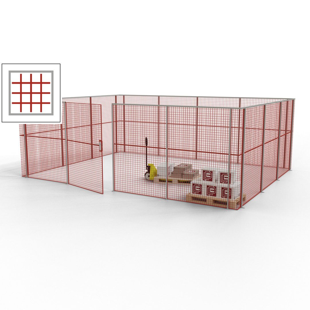 Maschinen Schutzgitter - Hallentrennwand - Sicherheitszaun - Tür - 21 m - 2.200 x 6.400 x 4.900 mm (HxBxT) - enzianblau