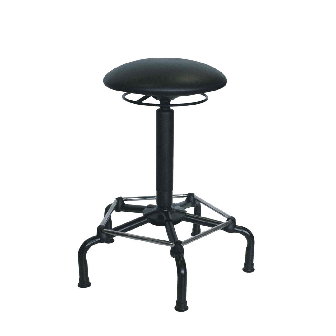 Arbeitshocker mit Fußstütze - Kunstleder Pilz - Sitzhöhe 650 - 840 mm - mit Gleitern