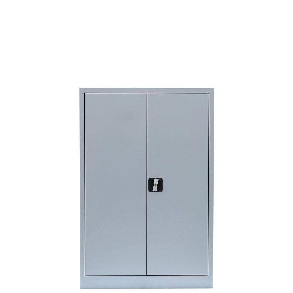 Aktenschrank, Büroschrank, abschließbar, Flügeltüren, 2 Fachböden, 1.200 x 925 x 422 mm (HxBxT), Stahl, Korpus und Türen in lichtgrau