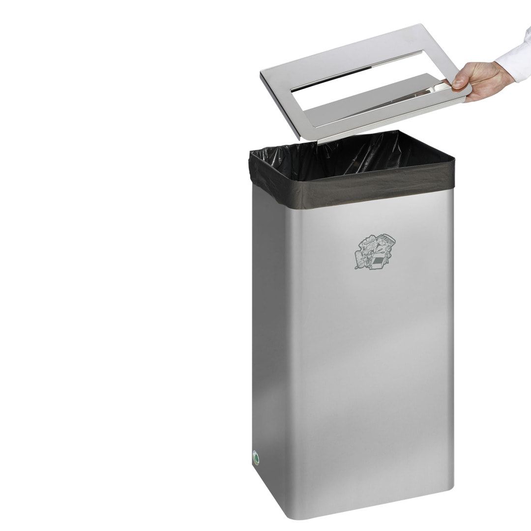 Papierkorb - Edelstahl - Volumen 40 l - 600 x 310 x 220 mm (HxBxT)