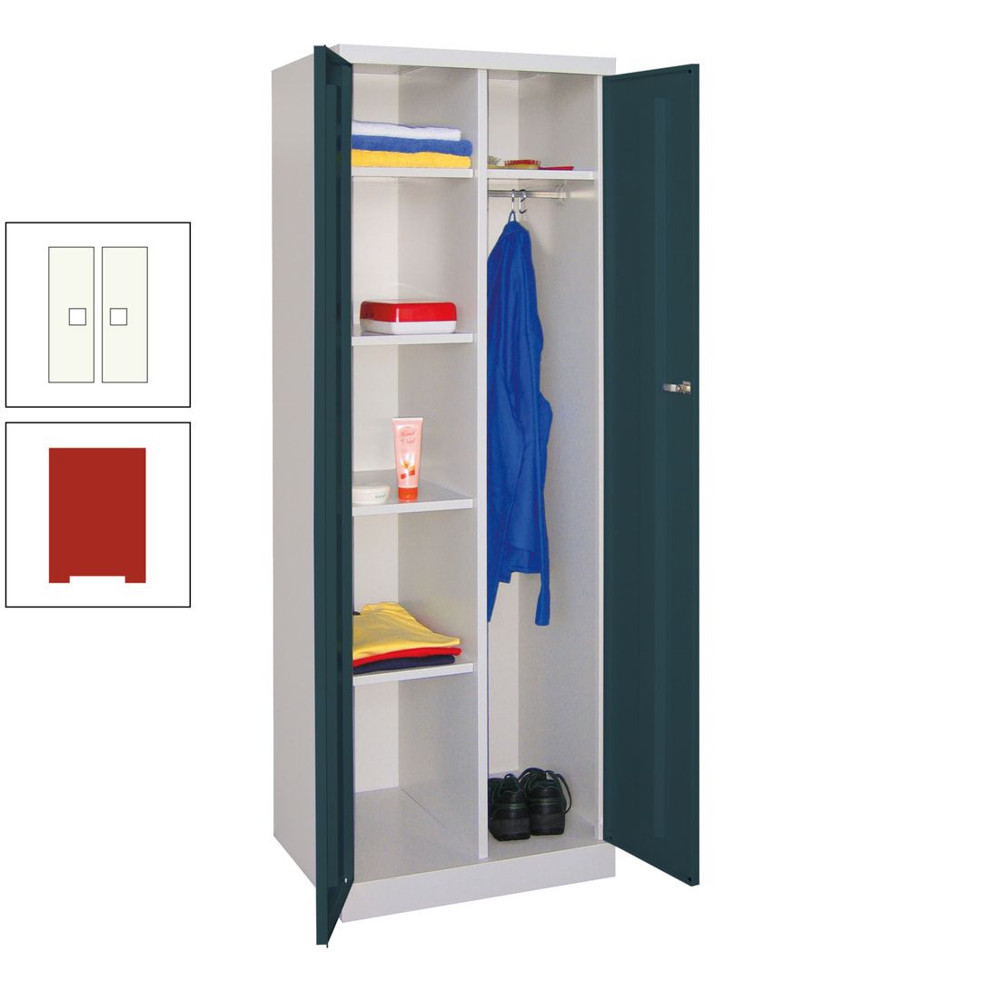 Kleiderschrank mit Sockel - Spind - 1 Abteil mit Trennwand - 1.800x600x500 mm (HxBxT) - Zylinderschloss - anthrazitgrau