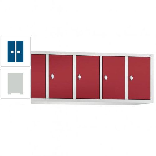Aufsatzschrank für Spinde und Schließfachschränke, 5 Abteile, Korpus anthrazitgrau, Türen anthrazitgrau, 500 x 1.480 x 500 mm (HxBxT), Stahlschrank