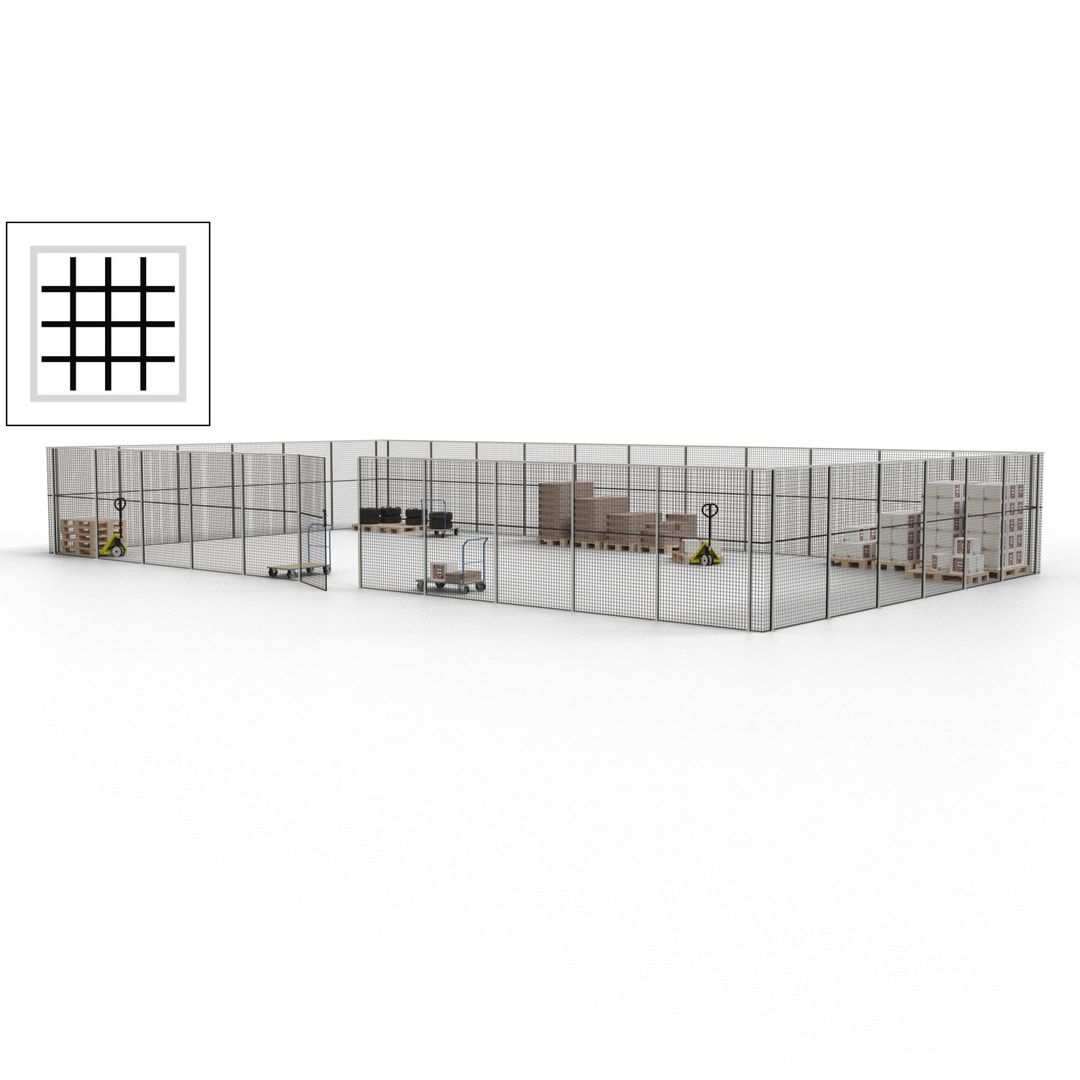 Maschinen Schutzgitter - Hallentrennwand - Sicherheitszaun - Tür - 51 m - 2.200 x 16.900 x 9.400 mm (HxBxT) - enzianblau