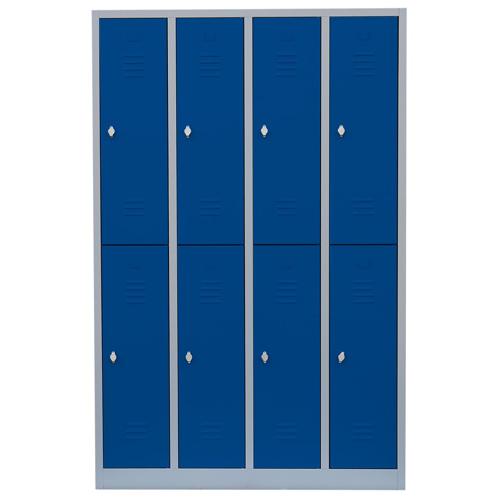 Garderobenschrank, Doppelstockspind, 4 Abteile, 8 Fächer, 1.800 x 1.170 x 500 mm (HxBxT), Stahl, Drehriegel, Korpus: lichtgrau, Front: anthrazitgrau