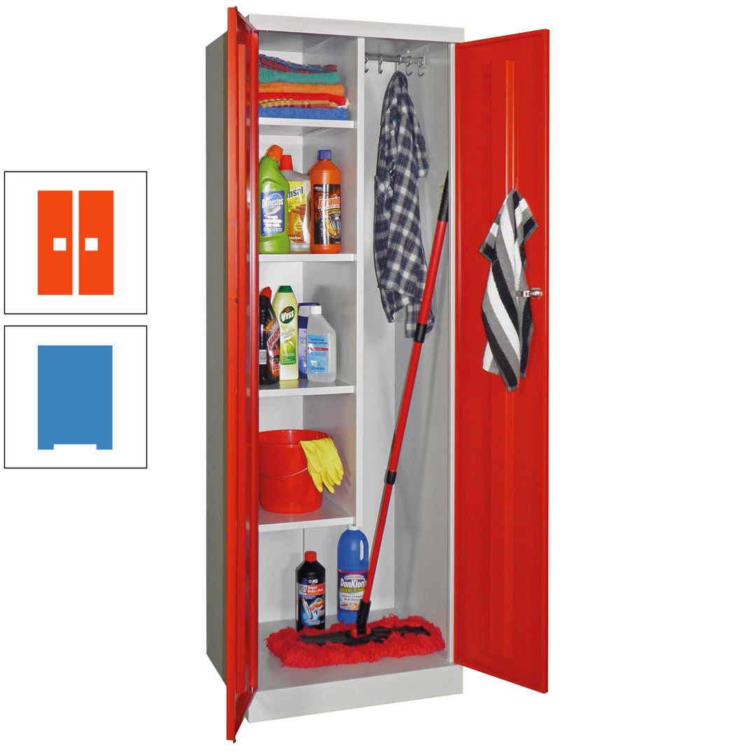Putzschrank mit Sockel - 1 Abteil mit Trennwand - 1.800x600x500 mm (HxBxT) - Zylinderschloss - anthrazitgrau