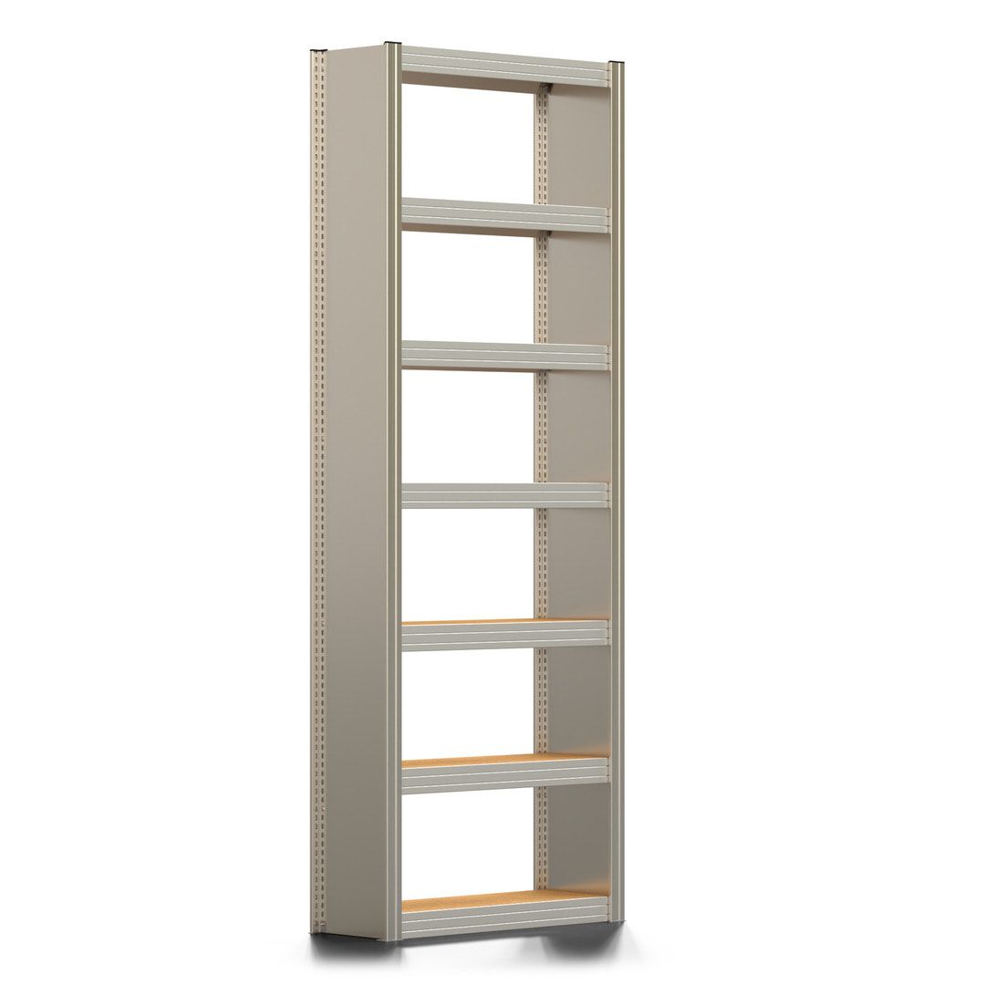 Archivregal mit Holzböden - Seitenwand - 7 Ebenen - 250 kg - 2.500 x 875 x 300 mm (HxBxT) - Anbauregal - verzinkt - Steckregal BERT