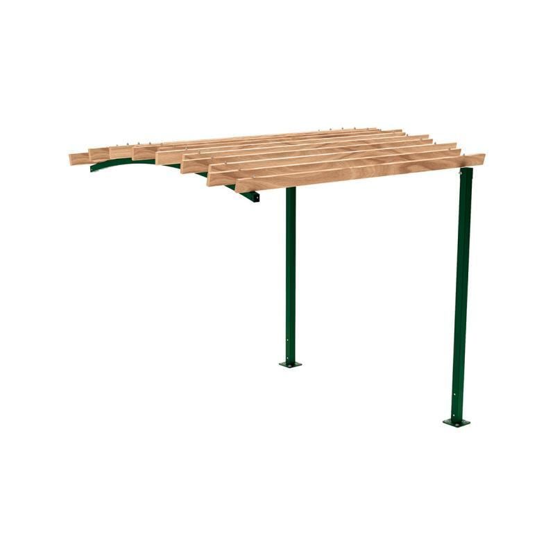 Pergola Fronterweiterung 1, Kiefer druckimprägniert Klasse 4, Stahlrohr 80x80 mm, 2.910 x 2.520 x 3.020 mm (HxBxT) fvz, beschichtet, Farbe Enzianblau