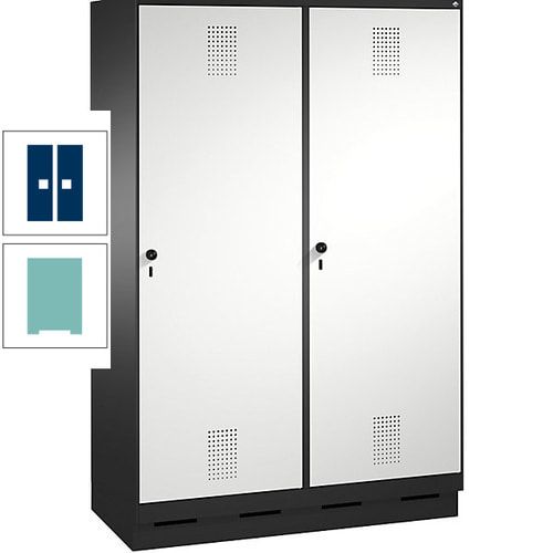 Doppel-Spind, Garderobenschrank, 2 Türen für 4 Abteile a 300 mm, Korpus anthrazitgrau, Türen anthrazitgrau, 1.800 x 1.200 x 500 mm (HxBxT)