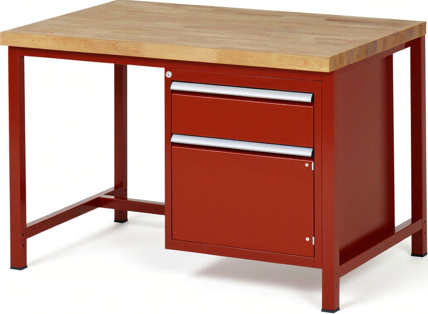 Werkbank, 1 Schrank - 1 Schublade - Teilauszug - 180:1 - Höhe 840-1.040 mm - 1.250 x 900 mm - 1.250 kg - Buche - Anthrazitgrau