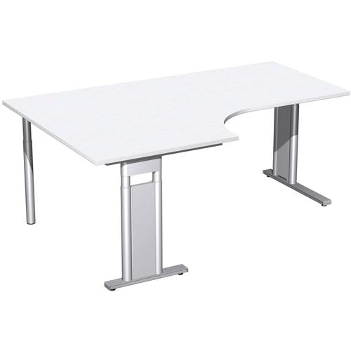 Eckschreibtisch, Eckteil 800 mm, links, Füße einseitig verkürzt, C-Fuß Pro, höhenverstellbar, 680-820 x 1.600 x 1.200 mm (HxBxT), Dekor Ahorn