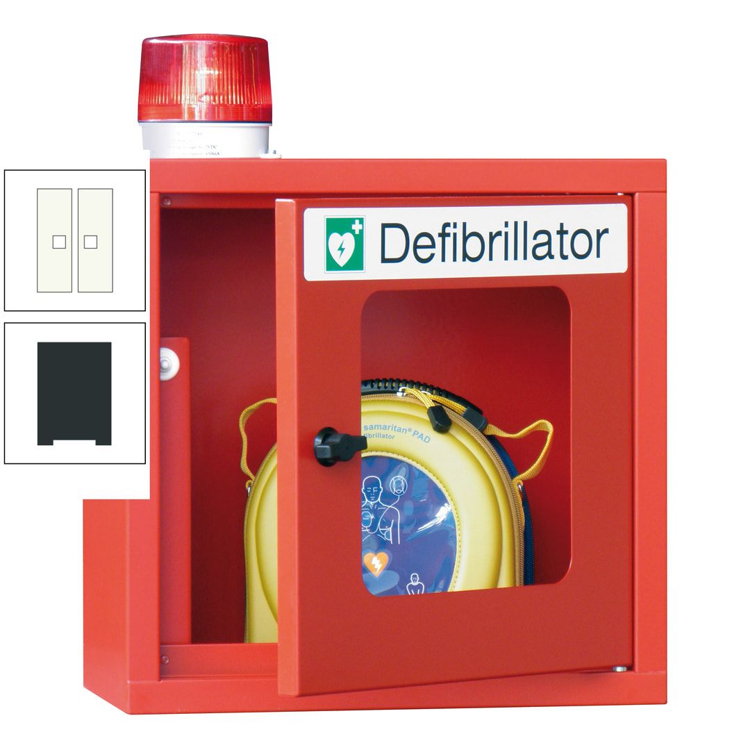 Defibrillatorenschrank mit akustischem und optischem Alarm - 490 x 400 x 200 mm (HxBxT) - Sichtfenster - anthrazitgrau