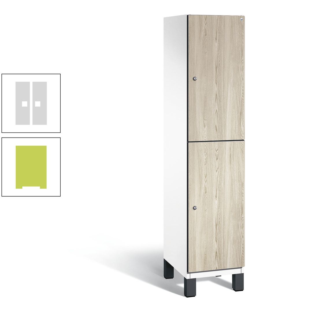 Fächerschrank, Garderobenschrank, mit Füßen, 1 Abteile, 1.980 x 400 x 525 mm (HxBxT), Korpus anthrazitgrau, Tür Donau-Ahorn