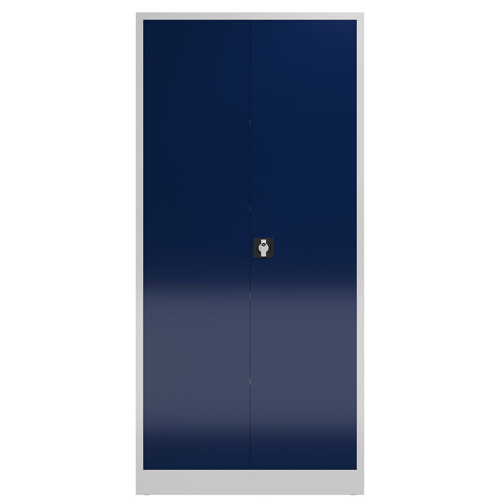 Aktenschrank, Büroschrank, abschließbar, Flügeltüren, 4 Fachböden, 1.945 x 920 x 500 mm (HxBxT), Stahl, Korpus und Türen lichtgrau