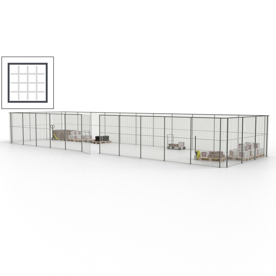 Maschinen Schutzgitter - Hallentrennwand - Sicherheitszaun - Tür - 42 m - 2.200 x 16.900 x 4.900 mm (HxBxT) - enzianblau