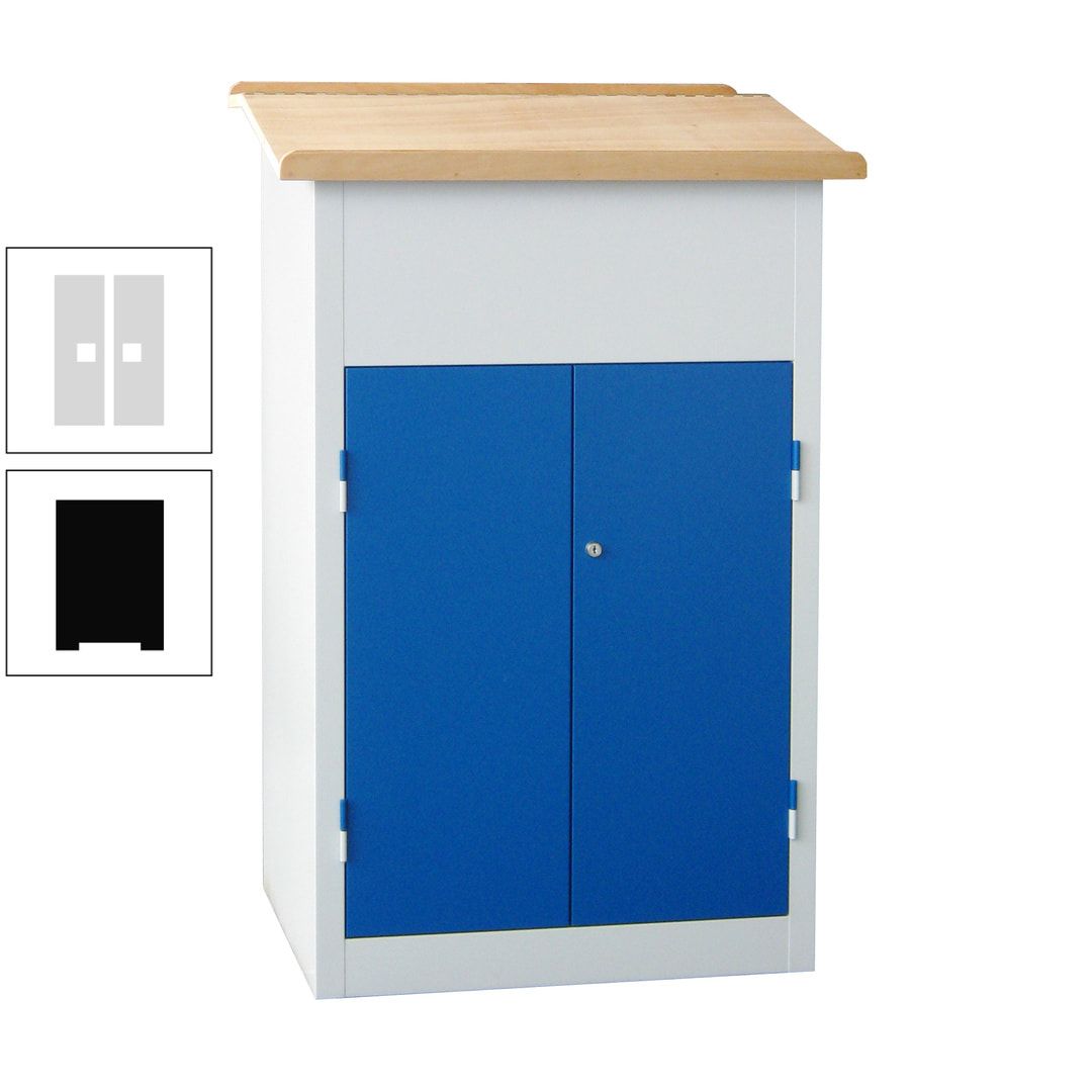 Stehpult mit Schrank - Vollblechtür - Zylinderschloss - 2 Böden - 1.200 x 700 x 600 mm (HxBxT) - anthrazitgrau