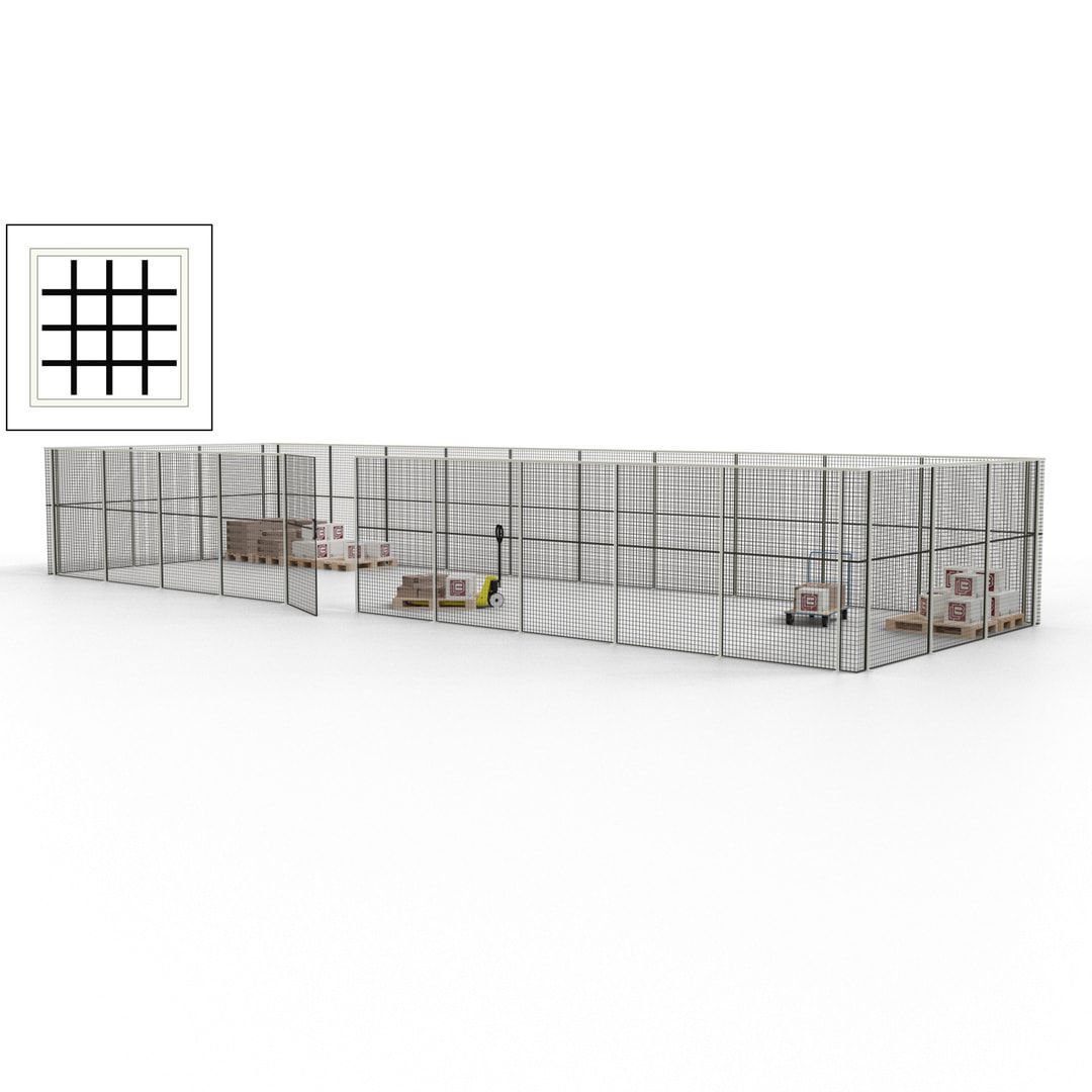 Maschinen Schutzgitter - Hallentrennwand - Sicherheitszaun - Tür - 39 m - 2.200 x 15.400 x 4.900 mm (HxBxT) - enzianblau