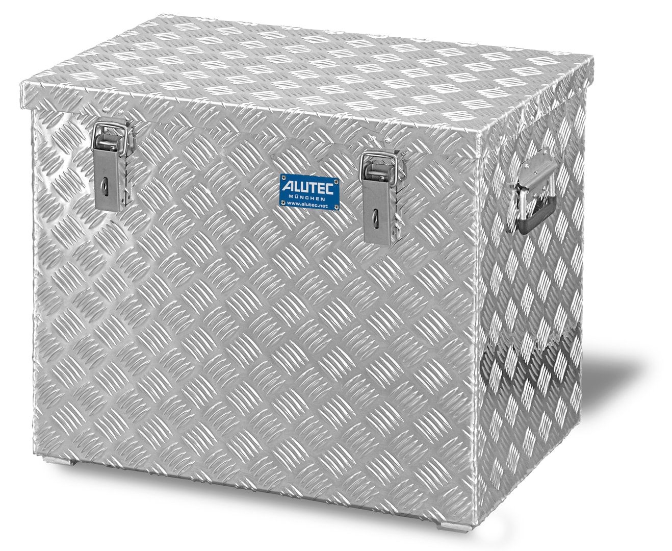 Riffelblech Aluminiumbox - Aluminiumbehälter - Transportbehälter - Griffe und Verschlüsse aus Edelstahl - 120 l Vol. - 520 x 622 x 425 mm (HxBxT)