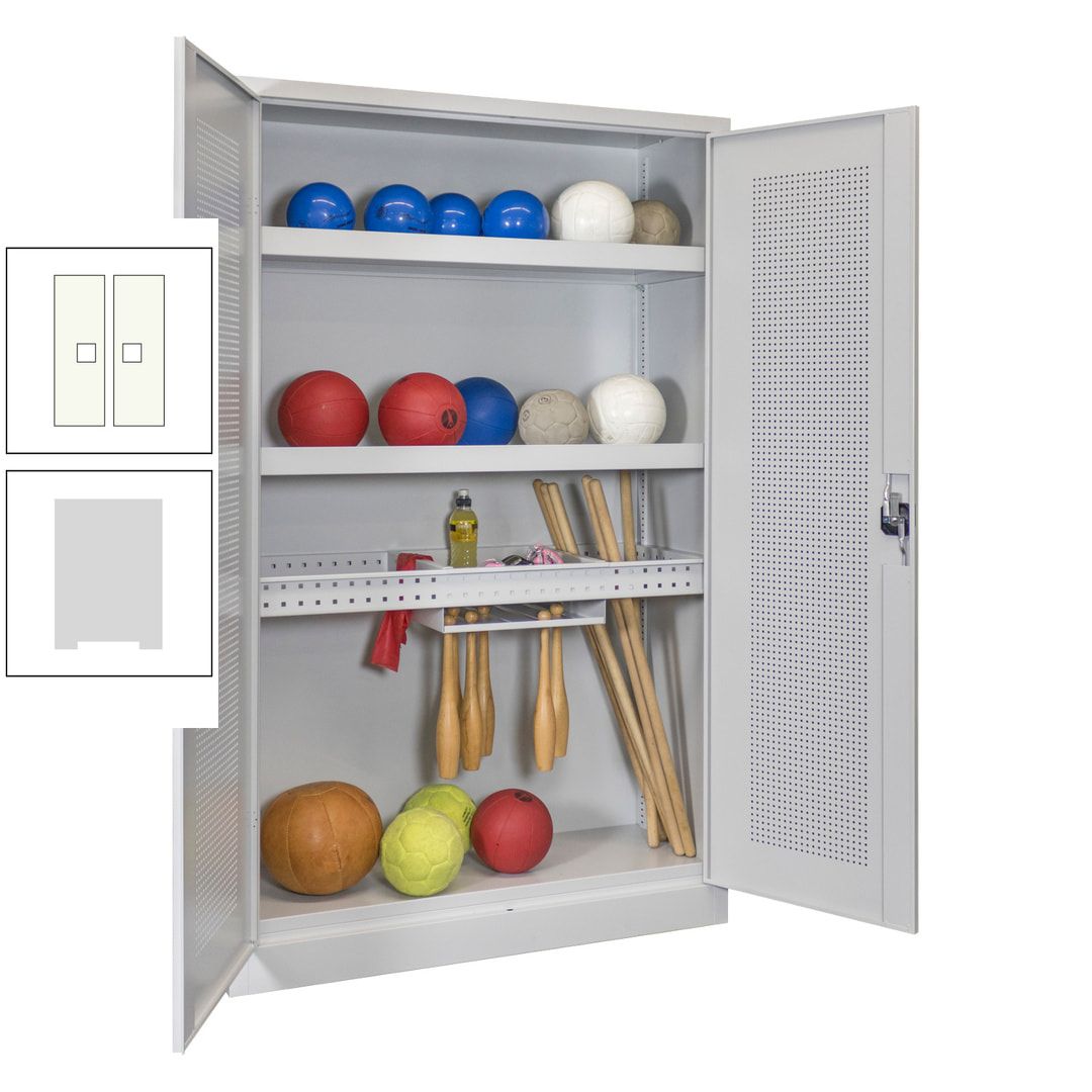Sportschrank - Lochfeldtüren - Variante 2 - 1.950x1.200x500 mm (HxBxT) - anthrazitgrau