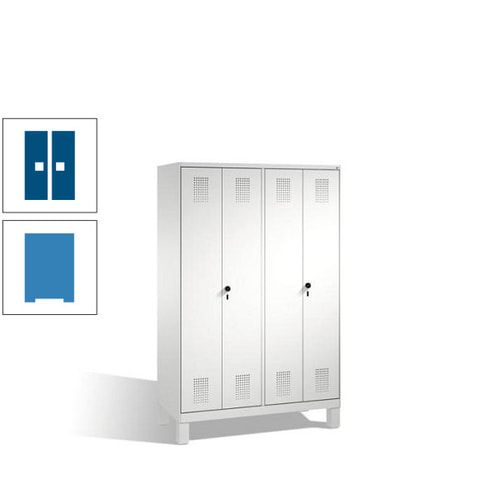 Doppel-Spind, Doppeltüren, Garderobenschrank mit Füßen, 4 Abteile a 300 mm, Korpus anthrazitgrau, Tür anthrazitgrau, 1.850 x 1.200 x 500 mm (HxBxT)