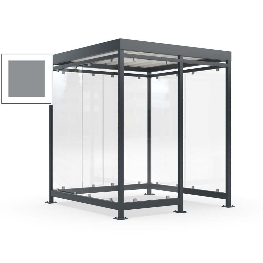 Raucherunterstand, Bushaltestelle, 7 Wände, 6-7 Personen, 2.510 x 2.165 x 2.165 mm (HxBxT), Farbe Achatgrau