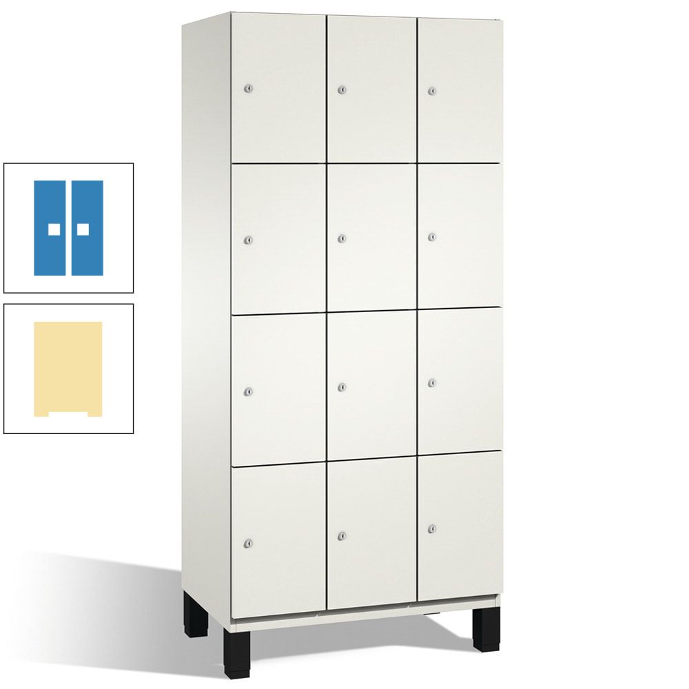 Fächerschrank, Stahlschrank, 12 Fächer, Türöffnungsbegrenzer, mit Füßen, Korpus lichtgrau, Tür anthrazitgrau, 1.980 x 900 x 525 mm (HxBxT)