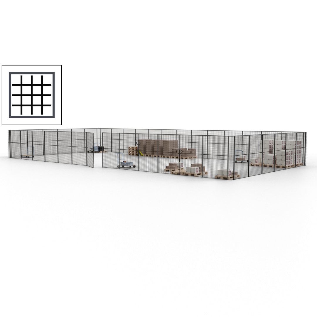 Maschinen Schutzgitter - Hallentrennwand - Sicherheitszaun - Tür - 57 m - 2.200 x 19.900 x 9.400 mm (HxBxT) - enzianblau