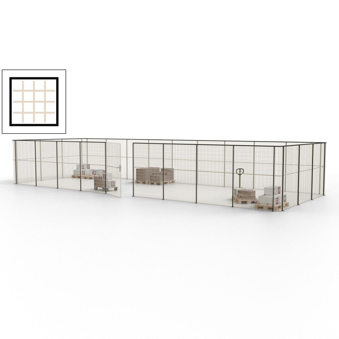 Maschinen Schutzgitter - Hallentrennwand - Sicherheitszaun - Tür - 36 m - 2.200 x 13.900 x 4.900 mm (HxBxT) - enzianblau